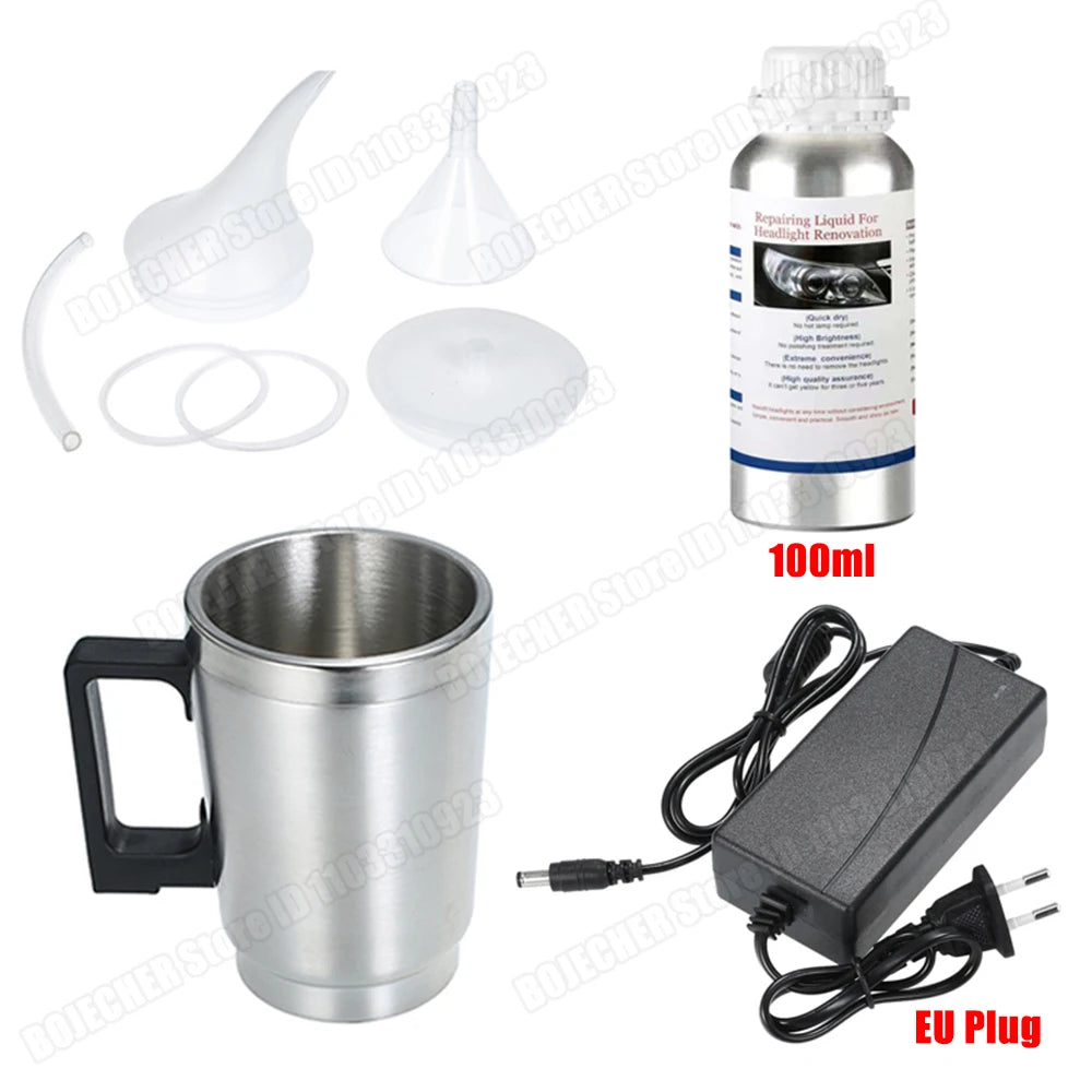 Car Headlight Repair Fluid Headlight Polishing Restoration Chemical Polishing The Headlights Restoration Kit Tool Liquid Repair Oasis Select 100ml 220v EU Set