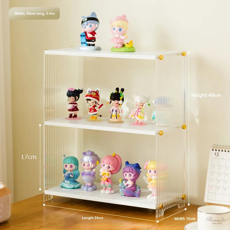Blind box display stand Figure display case POP MART Lego doll building block storage desktop acrylic storage box Oasis Select White three layers