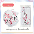 10pcs Romantic Floral & Starry Sky Print Face Masks for Women, 3-Layer Woven Polypropylene, Elastic, Breathable & Sun-Protective Oasis Select 10pcs white