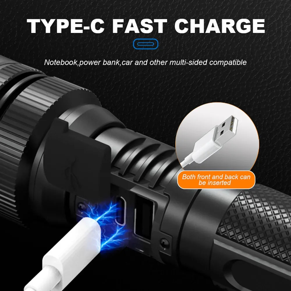 Ultra Bright Led Flashlight Rechargeable Lantern Portable Zoomable Lighting Torch Light for Outdoor Camping Fishing Cycling Lamp Oasis Select