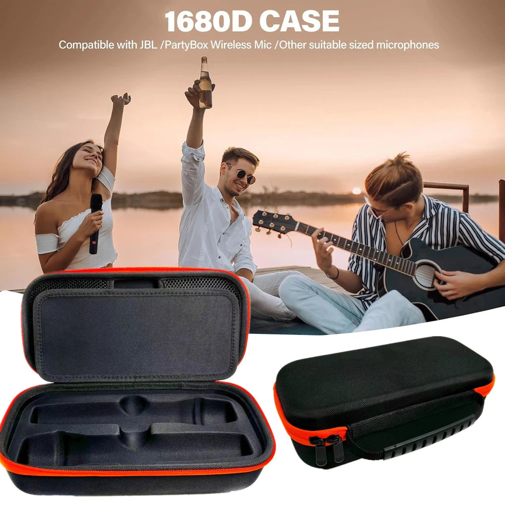 Wireless Microphone Hard Case Mic Travel Bag 2 Slots for JBL Wireless Two Microphone System for JBL PartyBox Wireless Microphone Oasis Select
