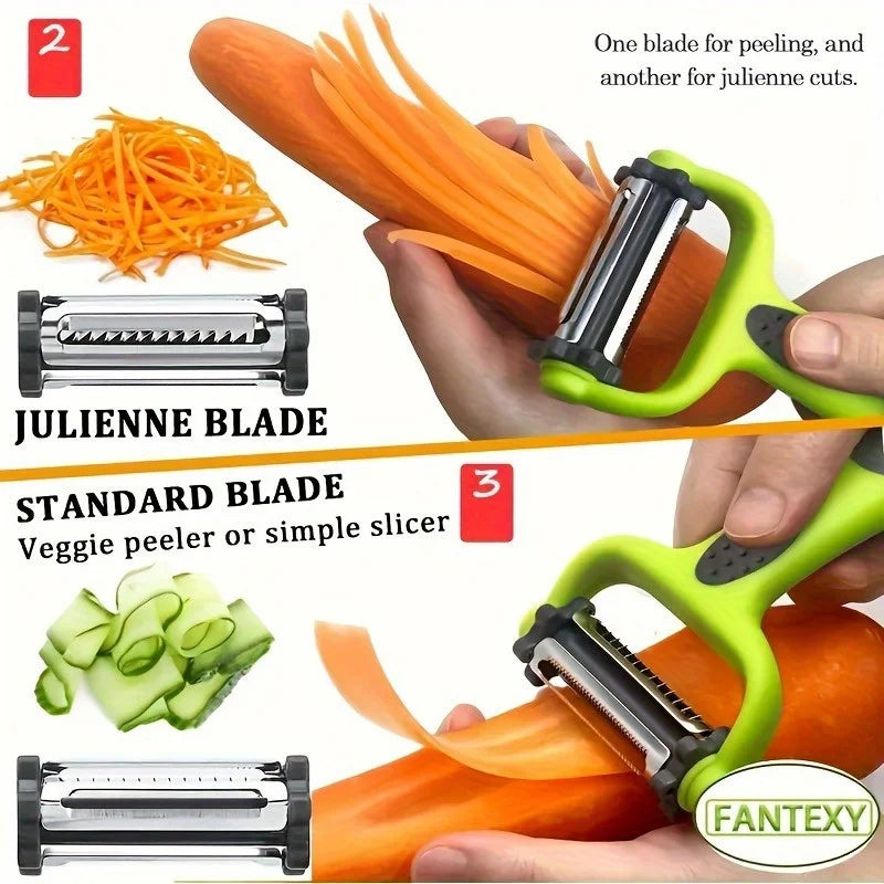3-in-1 Multifunctional Fruit Vegetable Peeler Grater, Stainless Steel Potato Peeler, Portable Kitchen Vegetable Cutter Tool Oasis Select