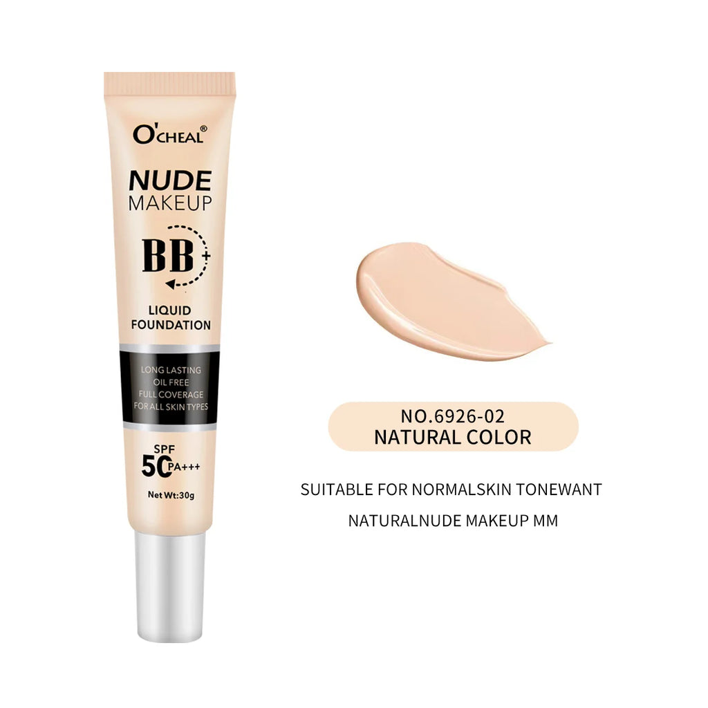Ocheal 30g BB/CC sunscreen Cream SPF 50/PA+++ Facial Liquid Foundation Cream Long Lasting Coverage Oil Free All Skin Makeup Oasis Select 6926-02 Natural