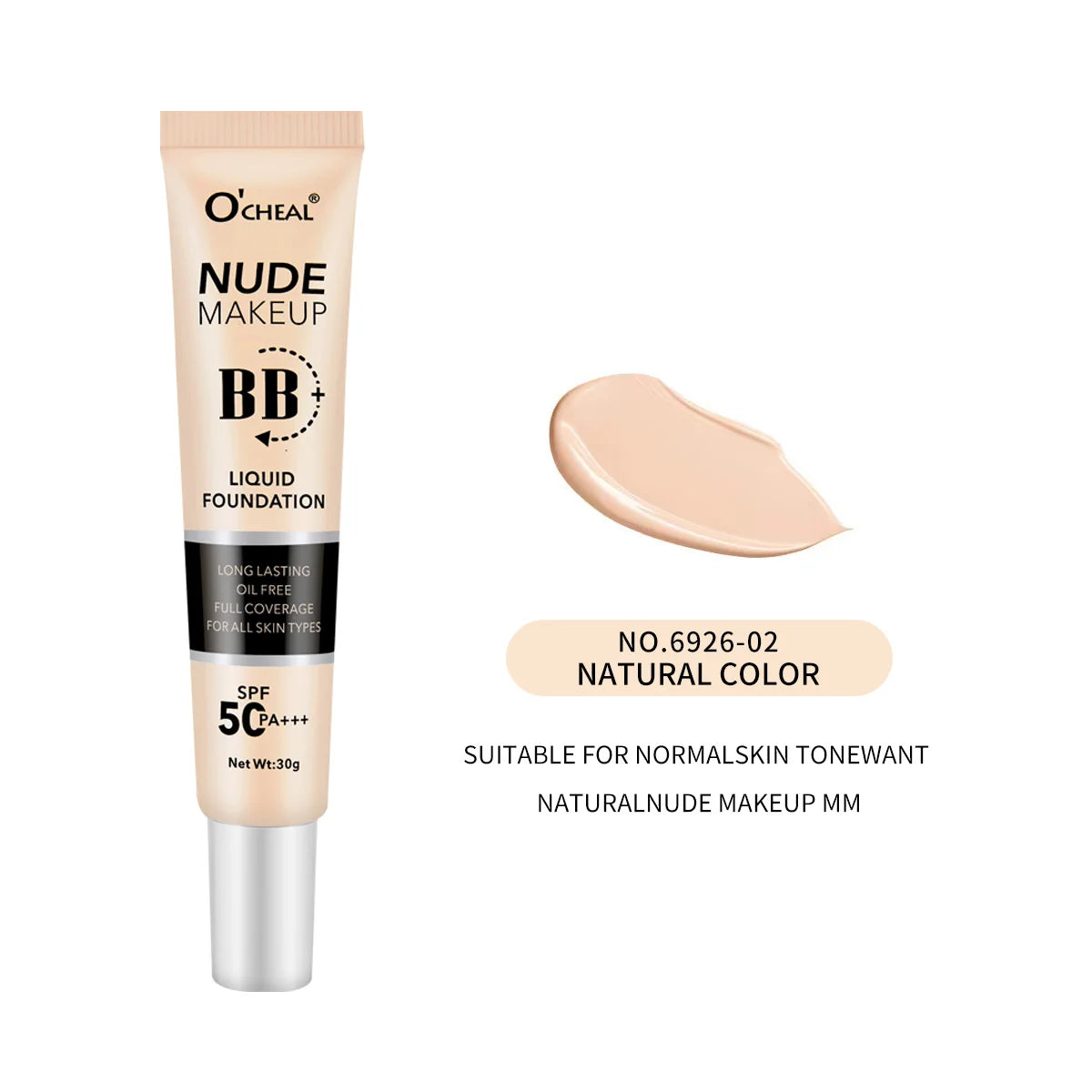 O'Cheal BB CC Cream SPF 50 PA+++ Liquid Foundation 30g BB CC Cream Foundation Oasis Select 6926-02 Natural