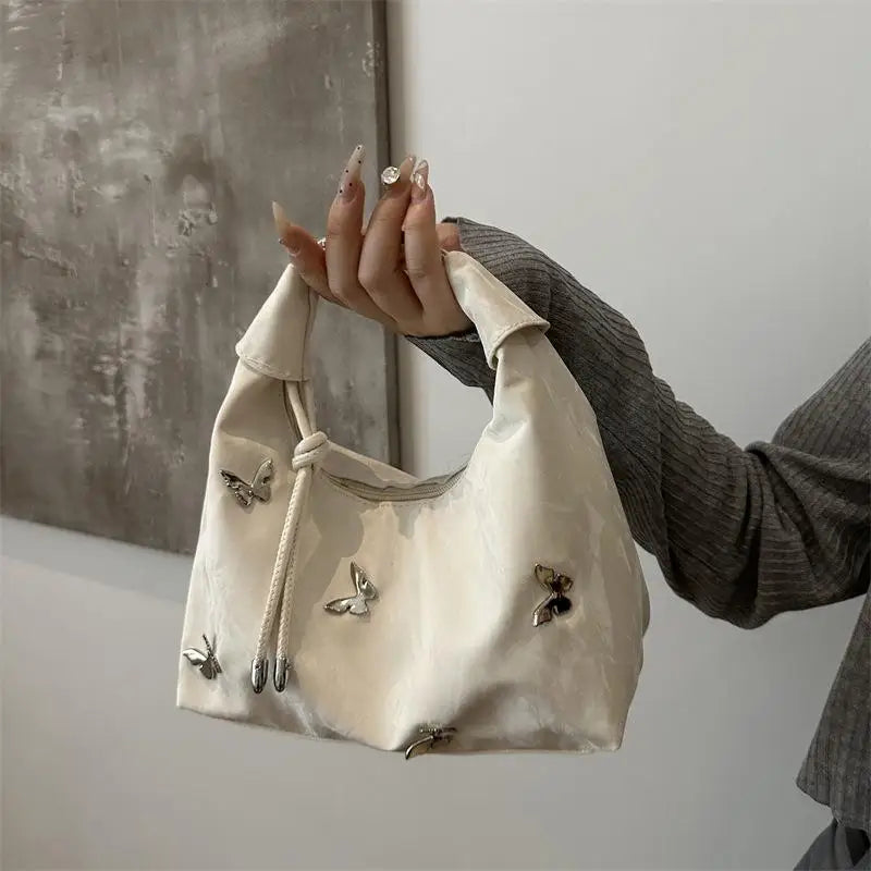 Butterfly Decor Women Shoulder Bag Adjustable Strap Lightweight Daily Hobo Crossbody Bag Versatile For Work Travel Shopping Use Oasis Select