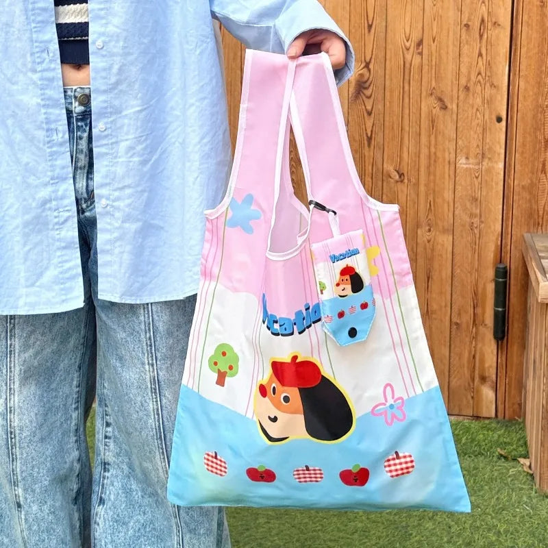 Cute Foldable Shopping Large Capacity Eco-friendly Tote Bag Portable Reusable Bag for Supermarket Daily Use Oasis Select