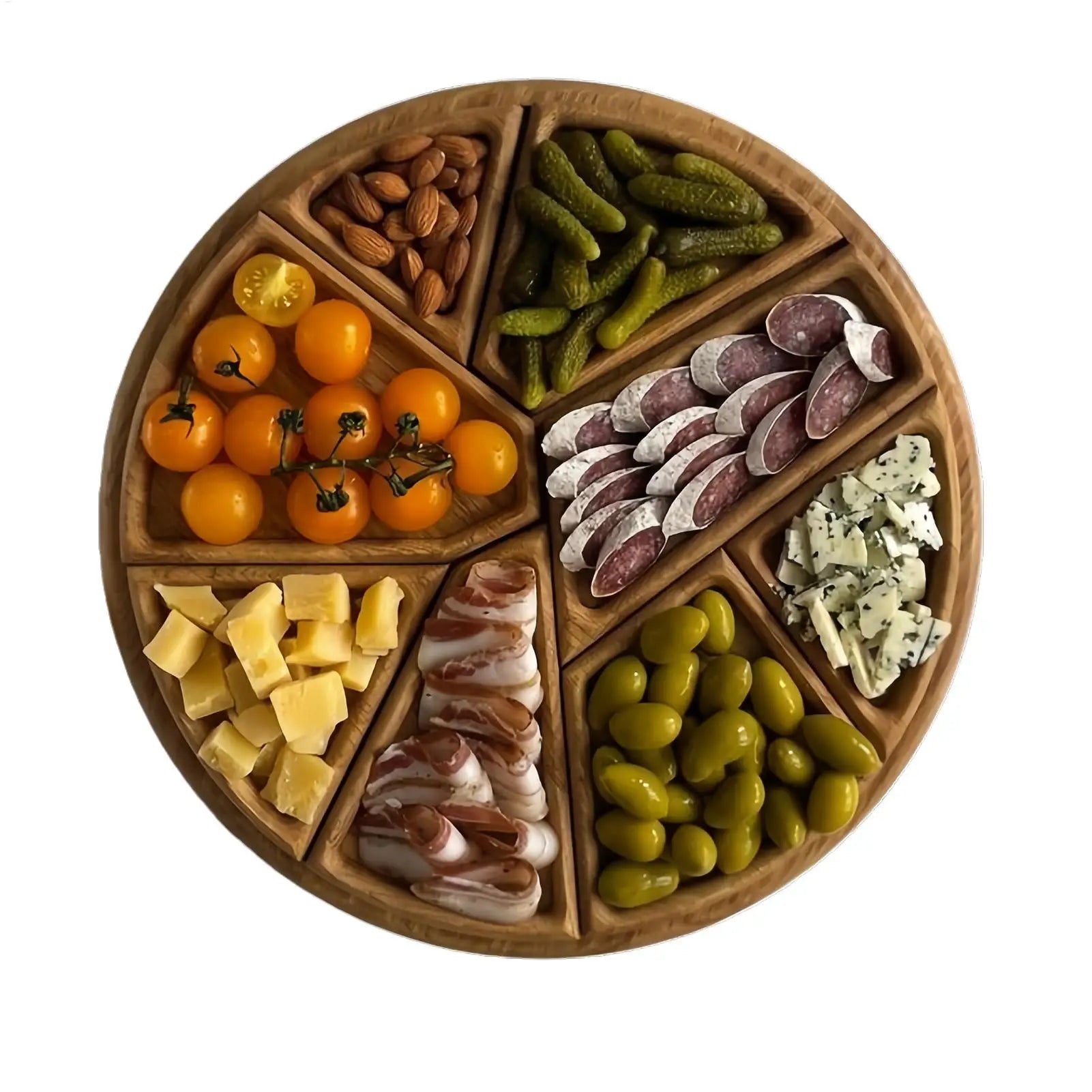 Trays for Serving Food Large Serving Tray with 8 Removable Compartments Wooden Platter Charcuterie Board for Snack Fruit Dessert Oasis Select