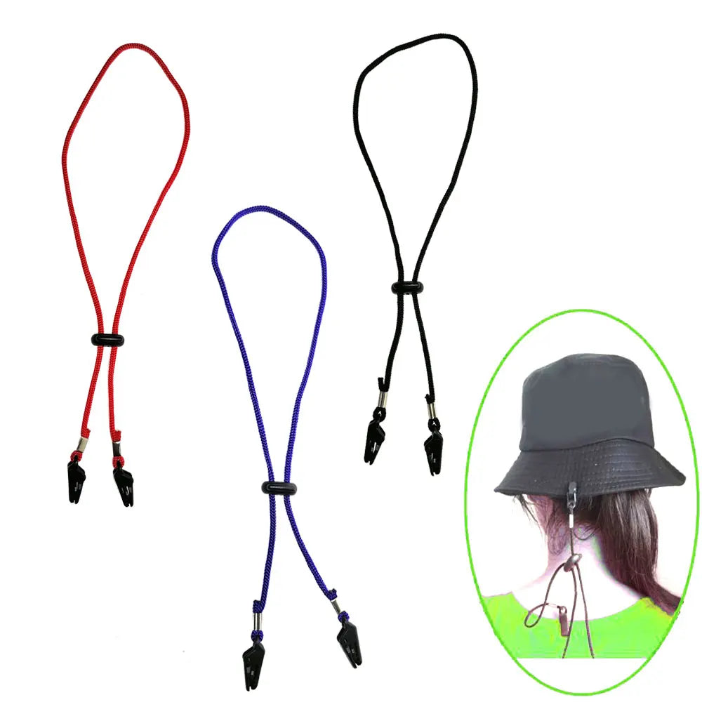 Fishing Cap Eyewear Retainer Hat Leash Windy Clip Holder Black Nylon Cord Strap And Plastic Windproof Clips Fishing Accessories Oasis Select