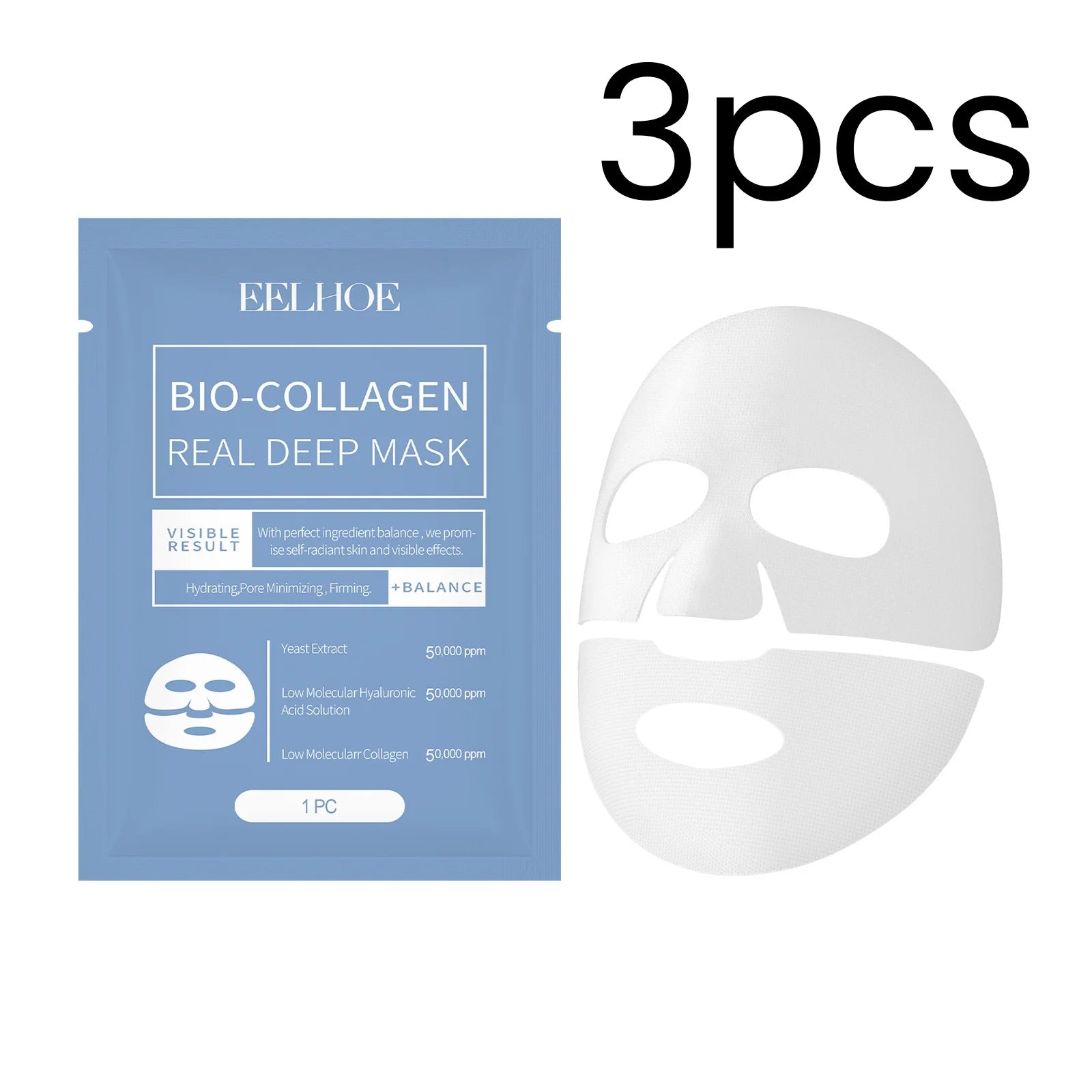 EELHOE Bio Collagen Face Mask – Firming, Hydrating & Brightening Collagen Face Mask Oasis Select 3pcs
