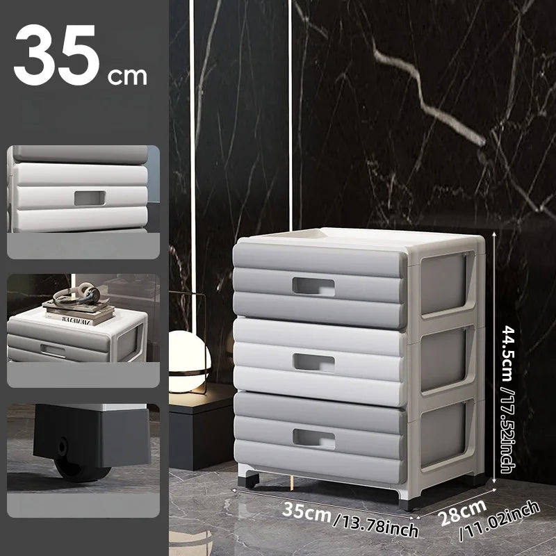 13.78 Inch Wide Drawer Storage Cabinet,3-6 Tier Rolling Mobile Organizer with Wheels,Gray/Brown Options for Living Room/Bedroom Oasis Select 3 Layers-Gray