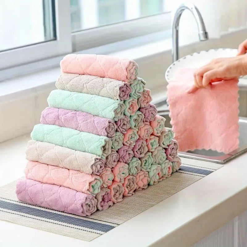 5/30 Microfiber Towels Absorbent Kitchen Cleaning Cloth Non-Stick Oil Dish Towel Dishcloth Tableware Household Cleaning Towel Oasis Select