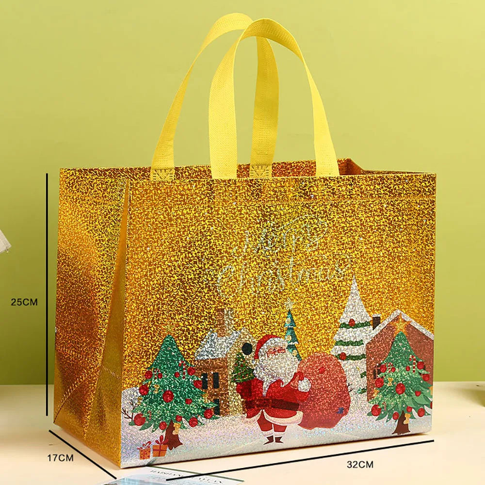 Christmas Non-Woven Tote Gift Bag | Santa & Xmas Tree
