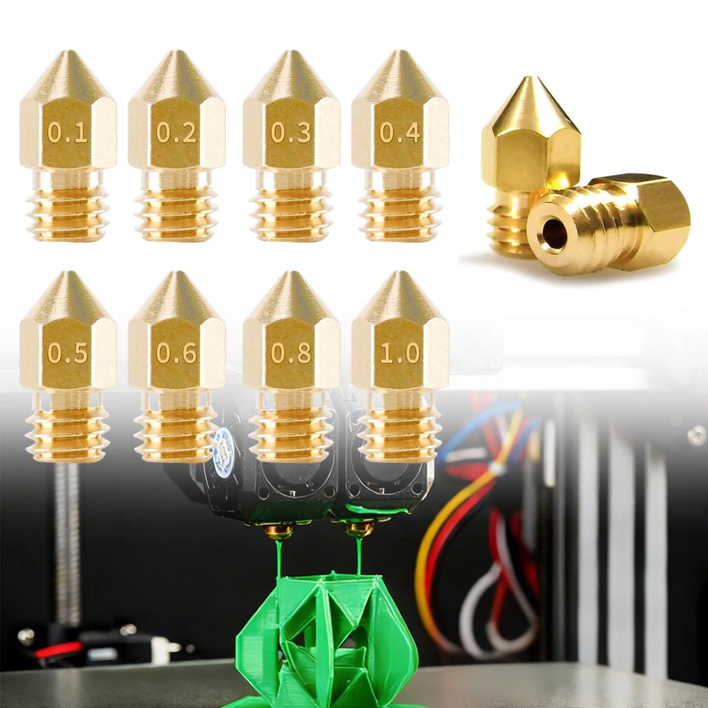 8 PCS Complete Set 3D Printer Brass Nozzles 0.1–1.0mm – M6 Thread for 1.75mm Filament, Fits Most FDM Printers Oasis Select