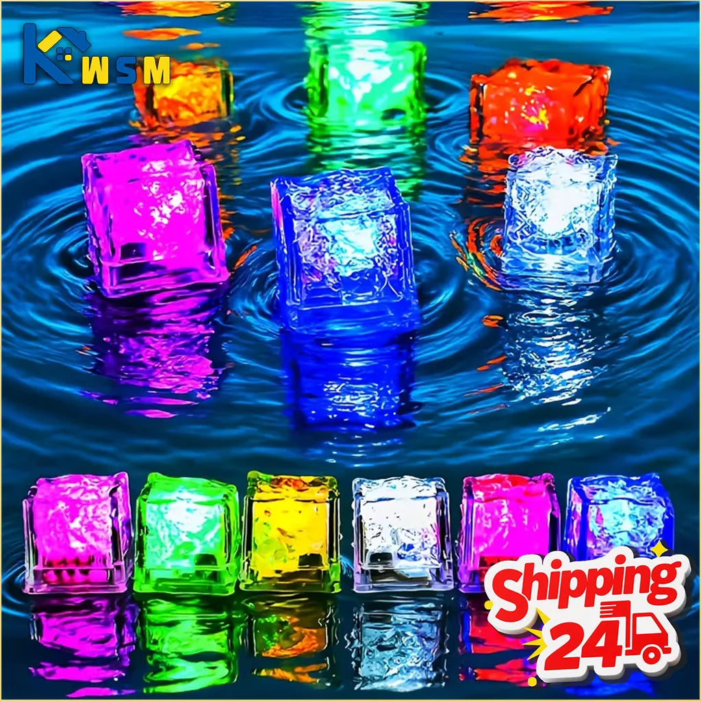 LED Glow Ice Cubes 12–48pcs | Flashing Light-Up Party Decor