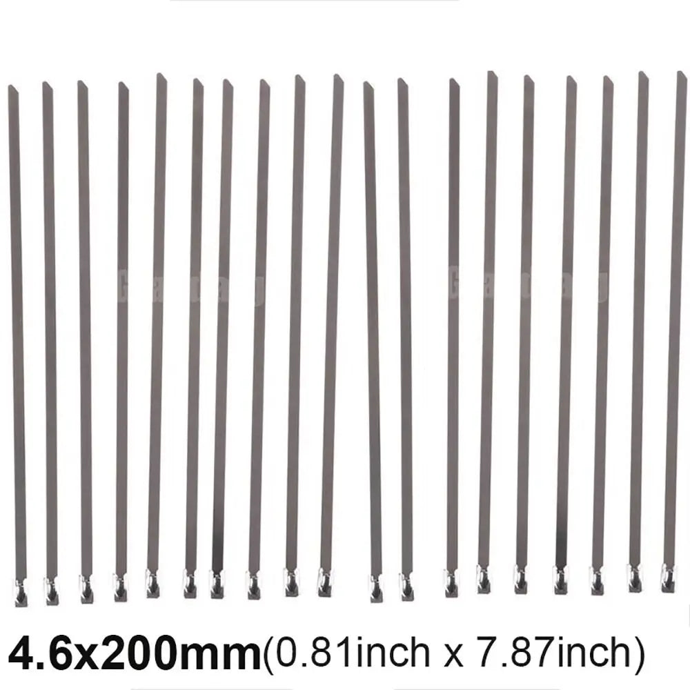 Silver Heavy Duty 304 Stainless Steel Cable Ties Tight Self-Locking Cable Zip Tie 4.6mm Exhaust Wrap Locking Ties Multi-Purpose Oasis Select 4.6x200mm