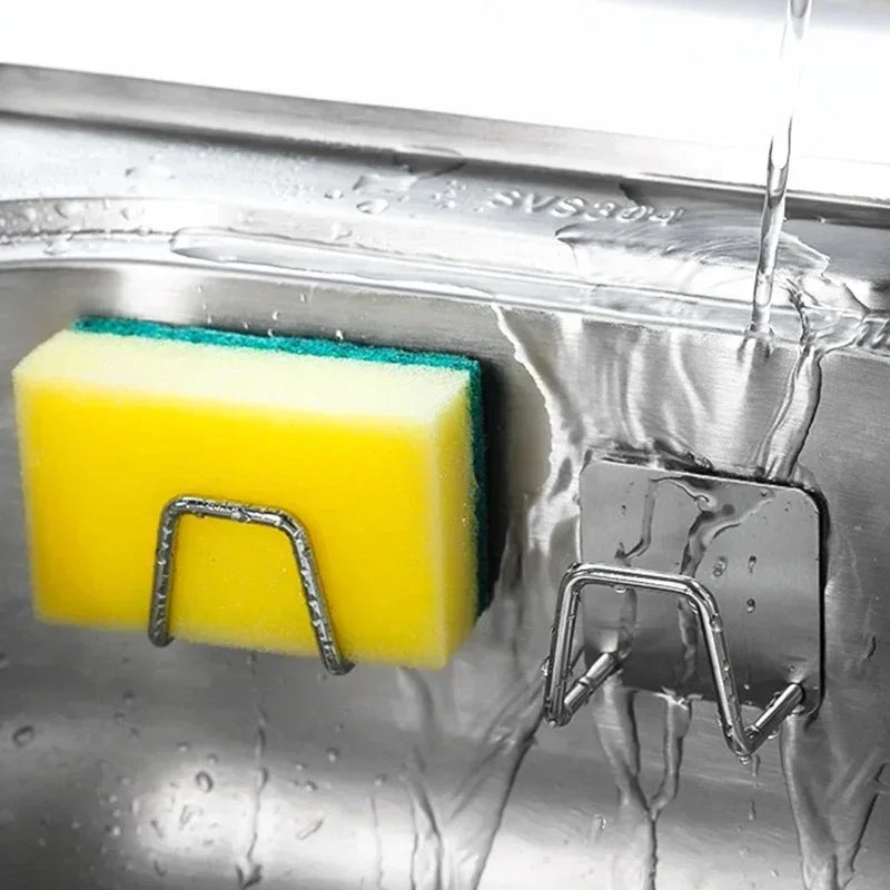 Stainless Steel Sponge Holder Self Adhesive Sink Drain Drying Sponges Racks Shelf Kitchen Storage Wall Hooks Holders Organizer Oasis Select