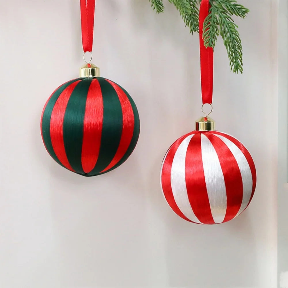 6-Pack 8cm Red & White Striped Christmas Ball Ornaments