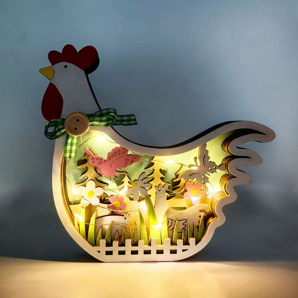 Easter Wooden Turkey Decorations Flowers Butterfly Home Tabletop Wooden Crafts Decoration Oasis Select
