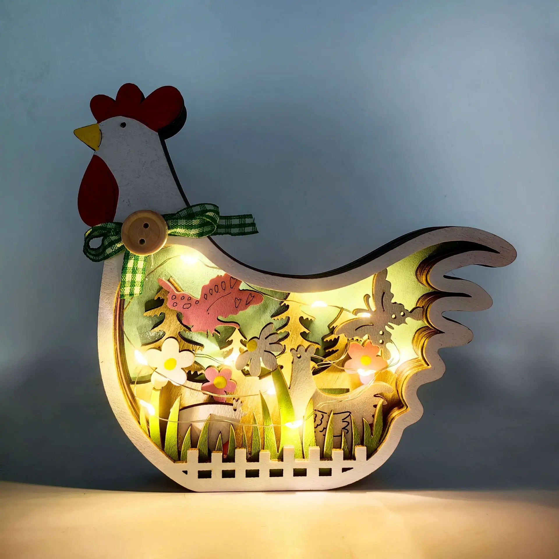 Easter Wooden Turkey Decorations Flowers Butterfly Home Tabletop Wooden Crafts Decoration Oasis Select