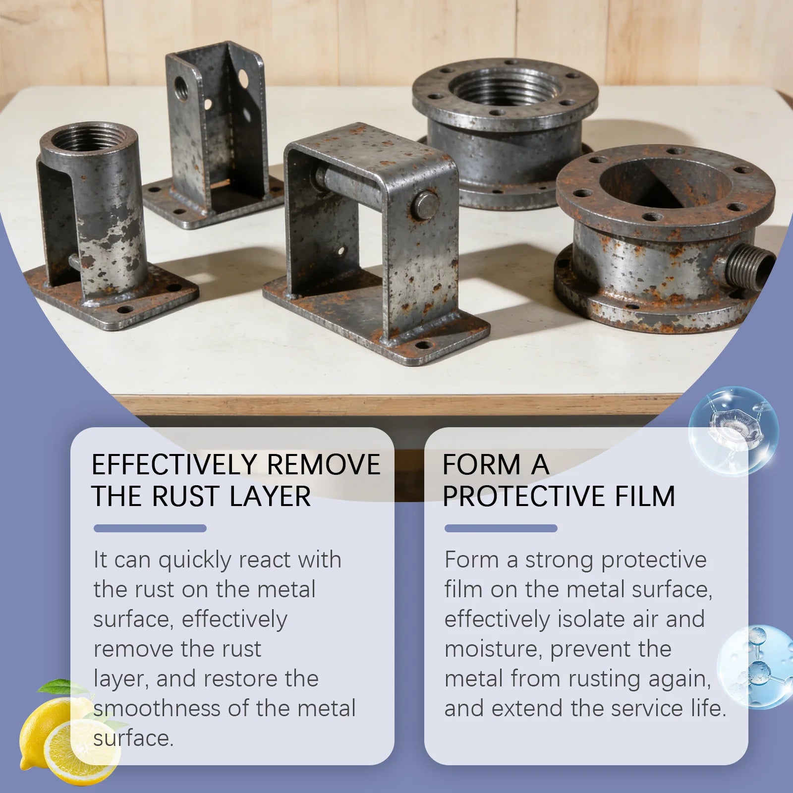 Highly Concentrated Rust Remover Spray Anti-Rust Cleaner for Steel & Iron Restores Shine Hardware and Steel Rust Cleaning Agent Oasis Select