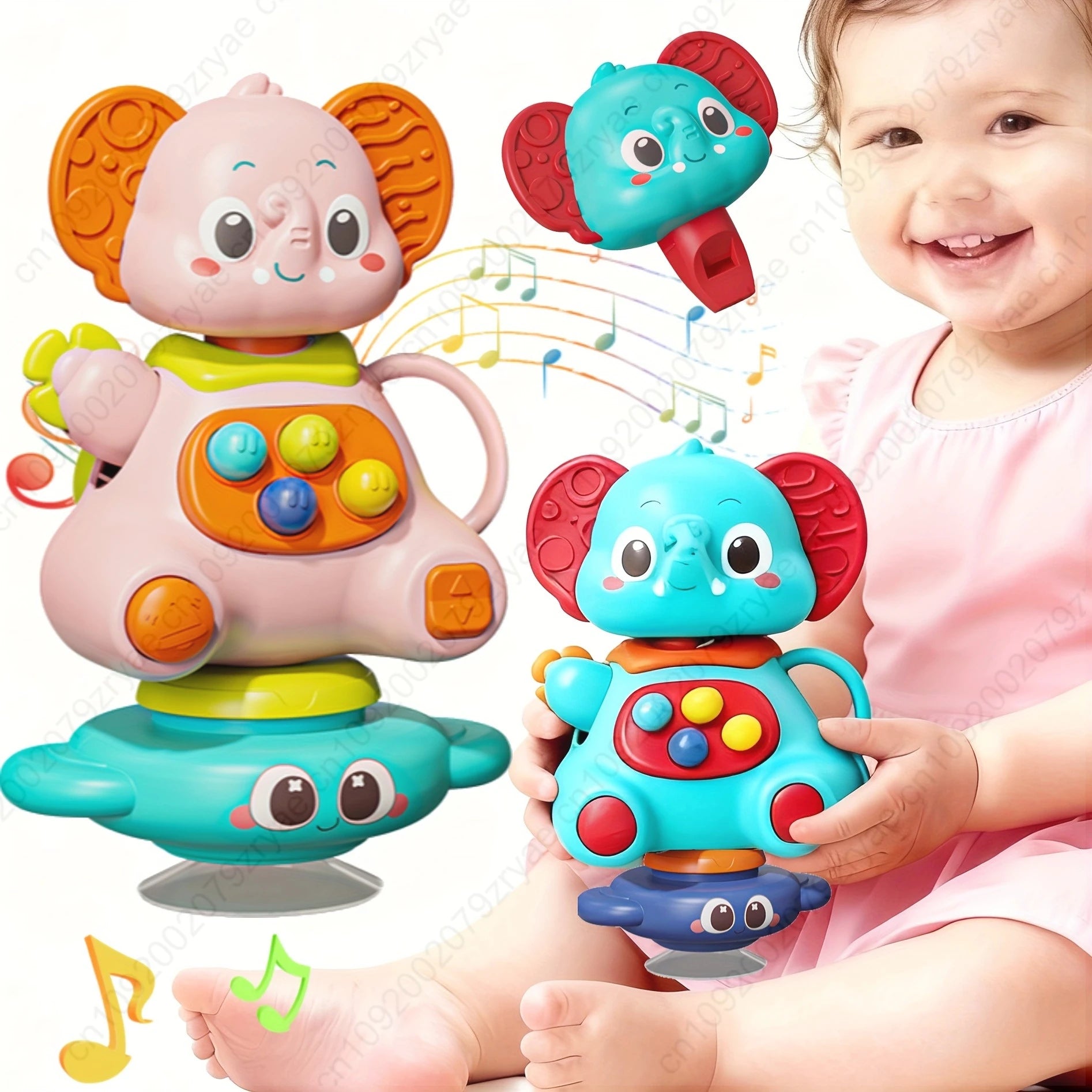 Baby Rattle Toy with Elephant Shapes - Sensory Development Toy for Infants & Toddlers, Mixed Colors - Hand-Eye Coordination, Oasis Select