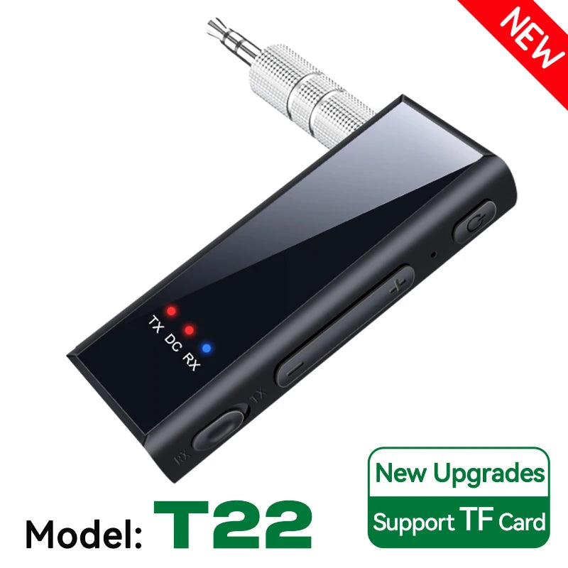 Bluetooth 5.4 Audio Adapter Receiver Transmitter 3.5mm AUX Wireless Audio Adapter HIFI Music With HD MIC For TV Car Headphones Oasis Select T22