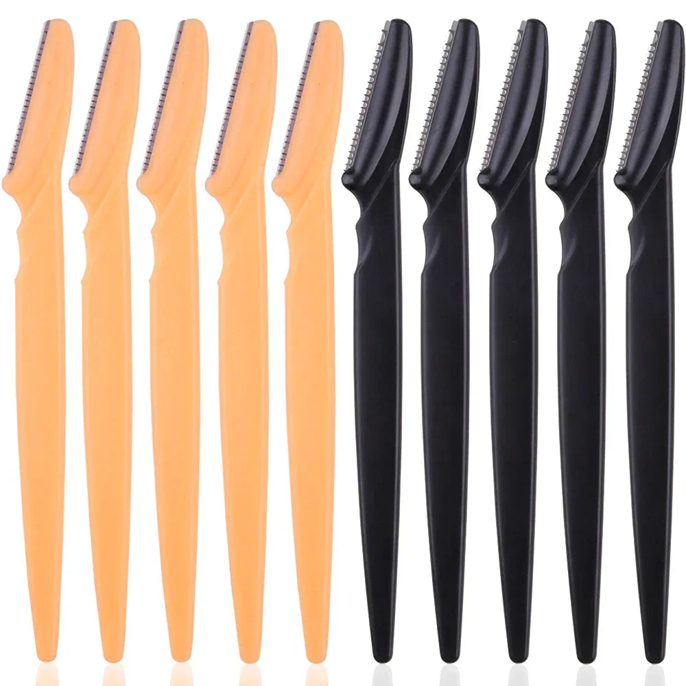 5/10Pcs Eyebrow Trimmer Face Blade Shaver Portable Eye Brow Epilation Hair Removal Safety Eyebrow Cutting Woman Makeup Tools Oasis Select 10pcs yellow black