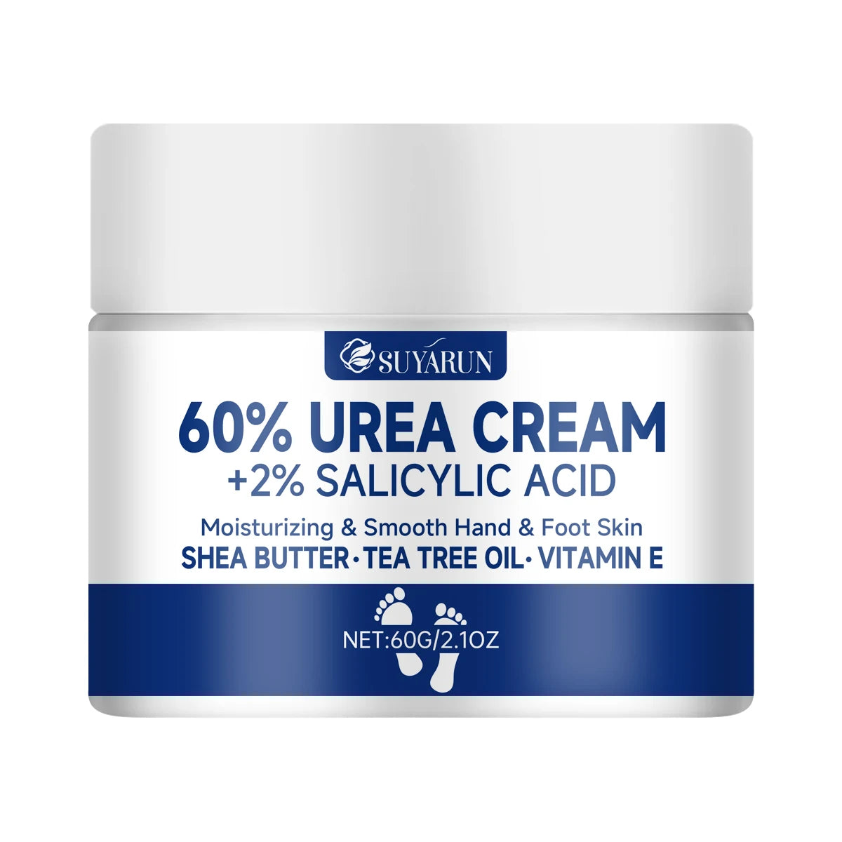 SUYARUN 60% Urea Foot Cream for Cracked Heels & Dry Skin - Intensive Moisturizing Treatment, Callus Remover, Diabetic Foot Care. Oasis Select 60g