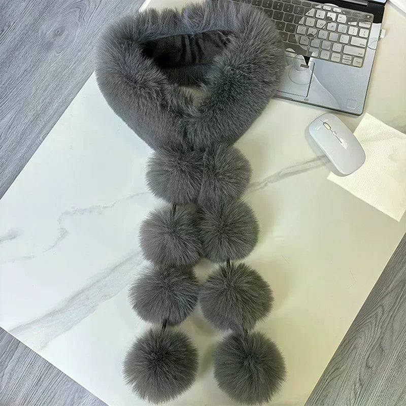 Women's Long Faux Fox Fur Scarf – Soft Winter Neck Warmer