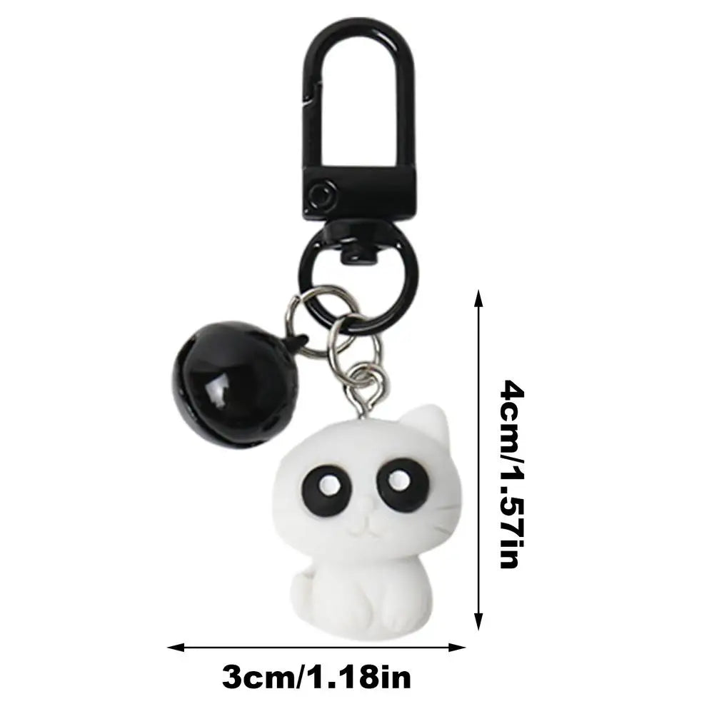 Cat Key Rings for Car Keys Black/White Cat Keychain Charm Keyring Pendant Eye-Catching Versatile Bag Pendants for School Bags Oasis Select White