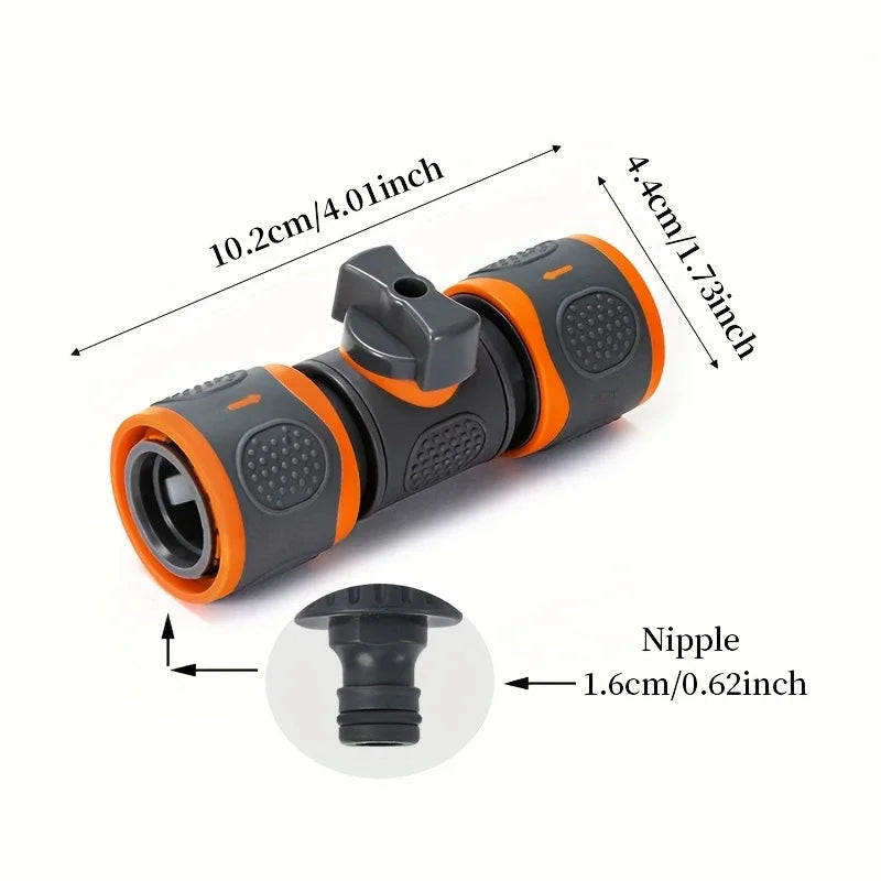 1-PC Double-End Quick Connect with Shutoff Valve - Universal Garden Hose Adapter for Spray Guns & Watering Oasis Select