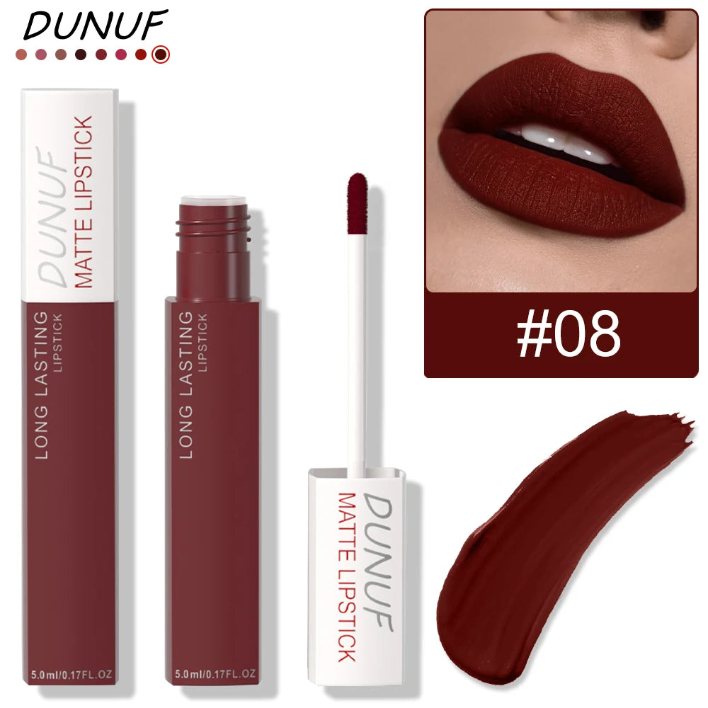 Long-Lasting Lip Gloss 1pcs: Matte Lipstick Non-Stick Cup Waterproof Nude Deep Red Mauve Christmas And Valentine's Day Gifts Oasis Select 08