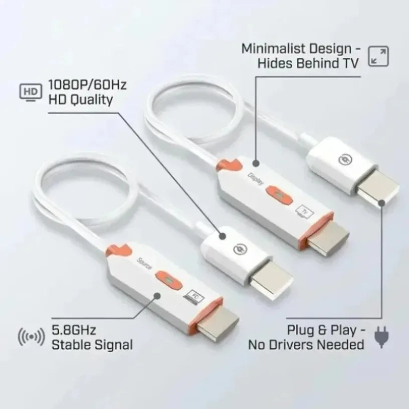 1080P@60Hz Wireless HDMI-Compatible Transmitter Receiver Extender for Video Conference Home Theater Education Training Gaming Oasis Select