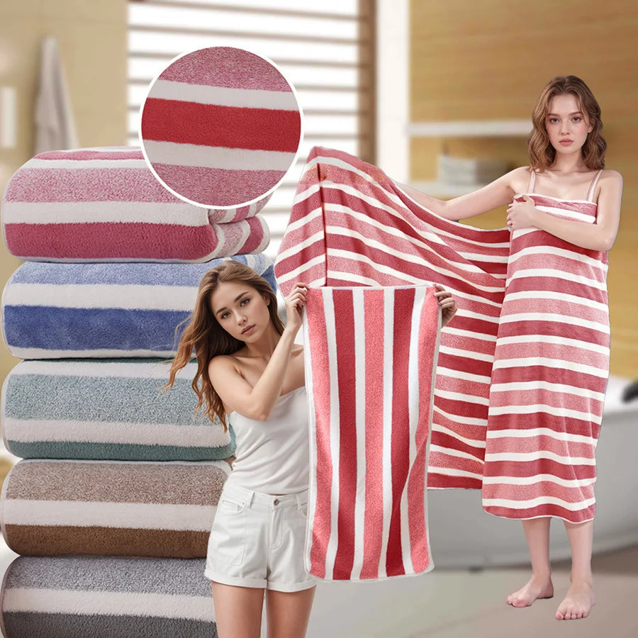 2pcs Quick-Drying Striped Towel Set For Soft And Absorbent Bathroom Experience Bath Towel Or Hand Towel Oasis Select