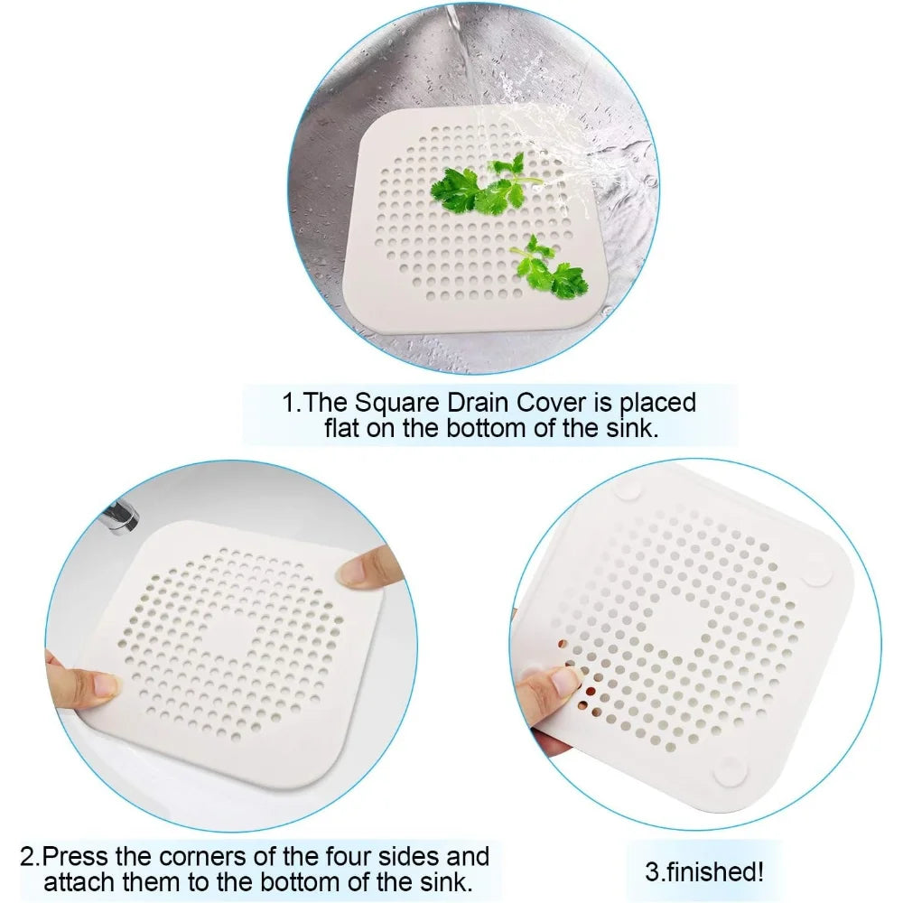 6/9pcs Silicone Drain Strainer Reusable No-Clog Filter with Non-Slip Suction Base for Kitchen Bathroom Bathtub Toilet Oasis Select