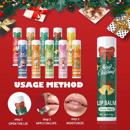 10PCS/Box Christmas gift box, lip balm set, deeply hydrating lip moisturizer, lip color brighten, gift to women Oasis Select