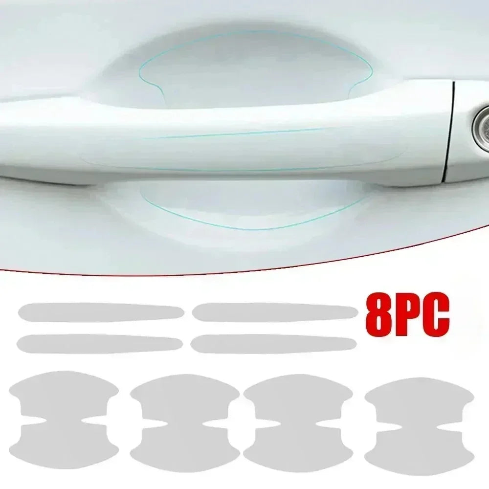 8PCS Universal Car Door Handle Bowl Scratch Protective Stickers Transparent Car Handle Anti-collision Protection Strip Oasis Select