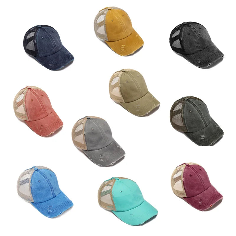 Quick drying hat, worn-out hole hat, back opening hat, ponytail hat, adult baseball cap, breathable and sun resistant Oasis Select