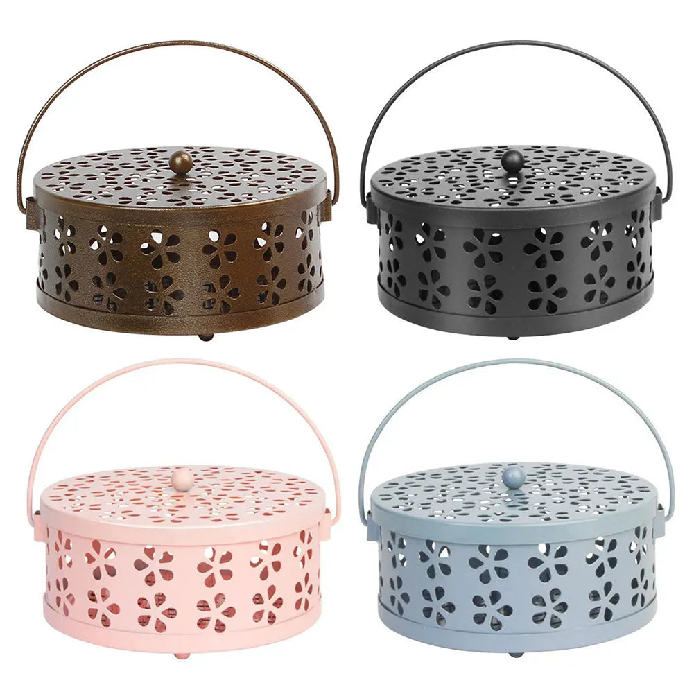 Metal Mosquito Coil Holder with Lid & Handle | Outdoor Camping Mosquito Coil Holder Oasis Select
