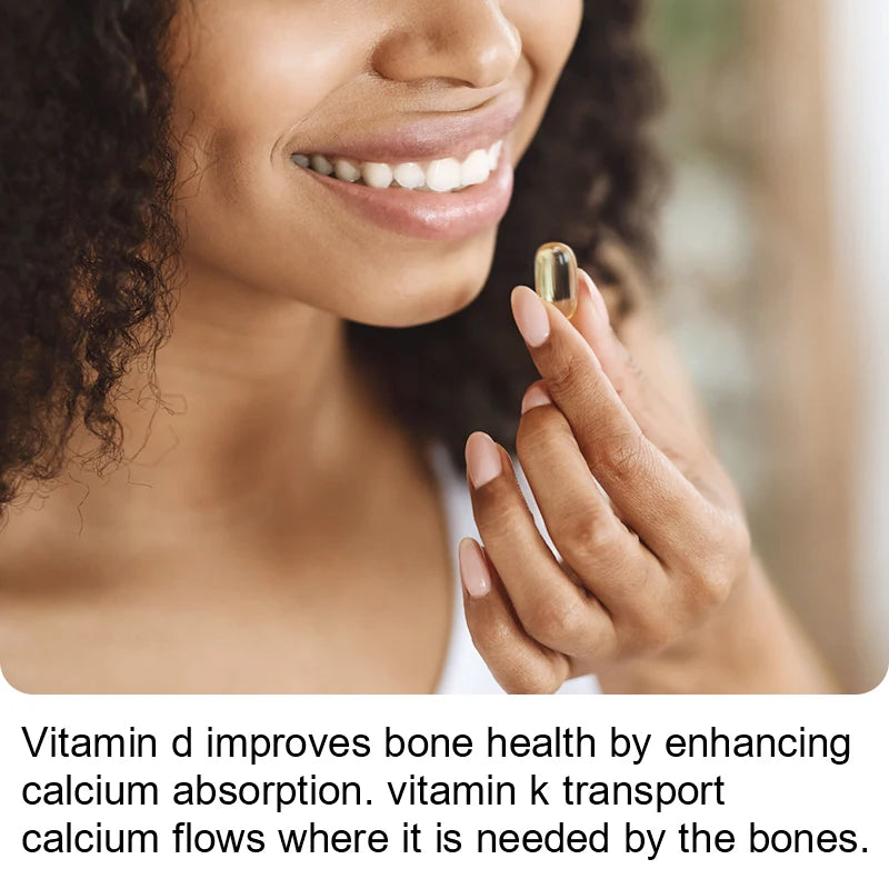 BEWORTHS Vitamin D3 & K2 Capsules Support Calcium Metabolism Absorption, Heart and Bone Health Vegan Gluten Free Strong Bone Oasis Select