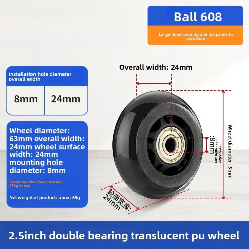 4Pcs Silent Travel Luggage Wheels Replacement Dia40/45/50/60/70/75/80/90/100mm Suitcase Part Axles Sliding Resistant Caster Oasis Select 4 pcs 2.5inch