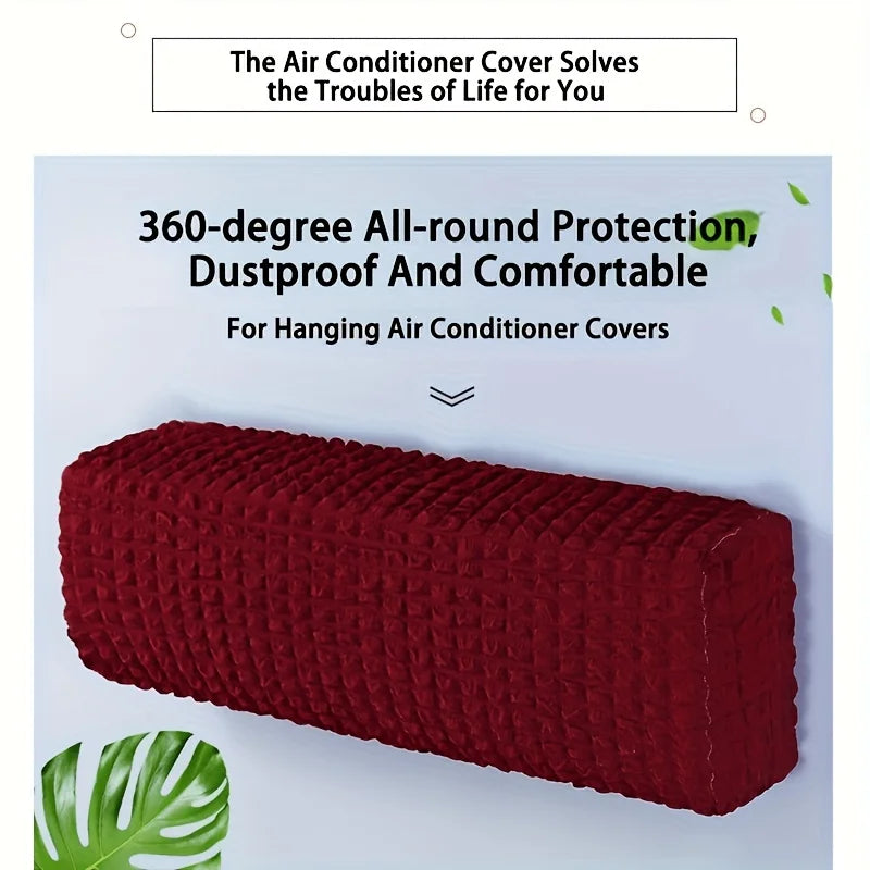 1pc All-Inclusive Wall Air Conditioner Dust Cover Washable Checkered Elastic Fabric Air Conditioner Cover Wear-Resistant Home Oasis Select