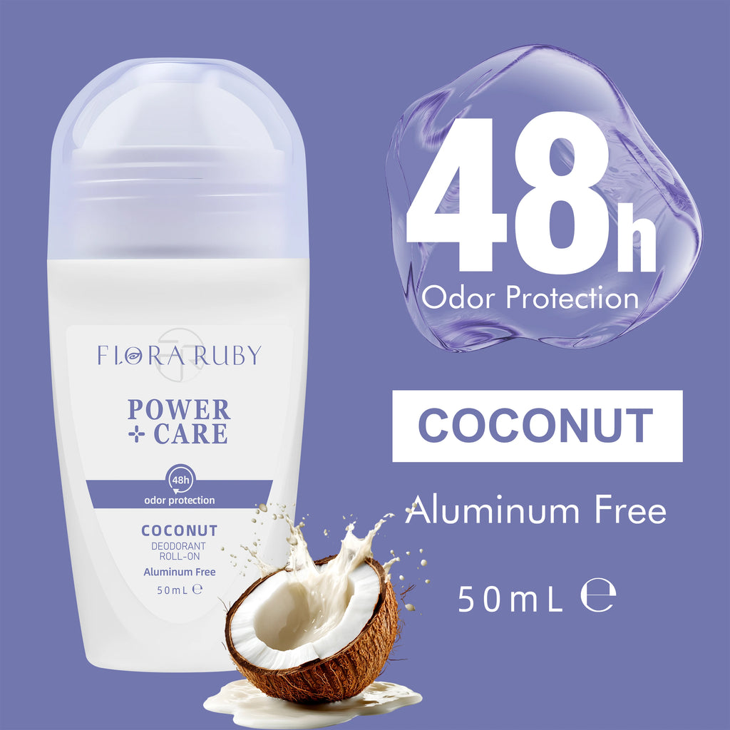 Flora Ruby Light Purple Series Deodorant Roll On All-purpose Deodorant Roll Aluminum Free Easy To Carry 50g Oasis Select Coconut