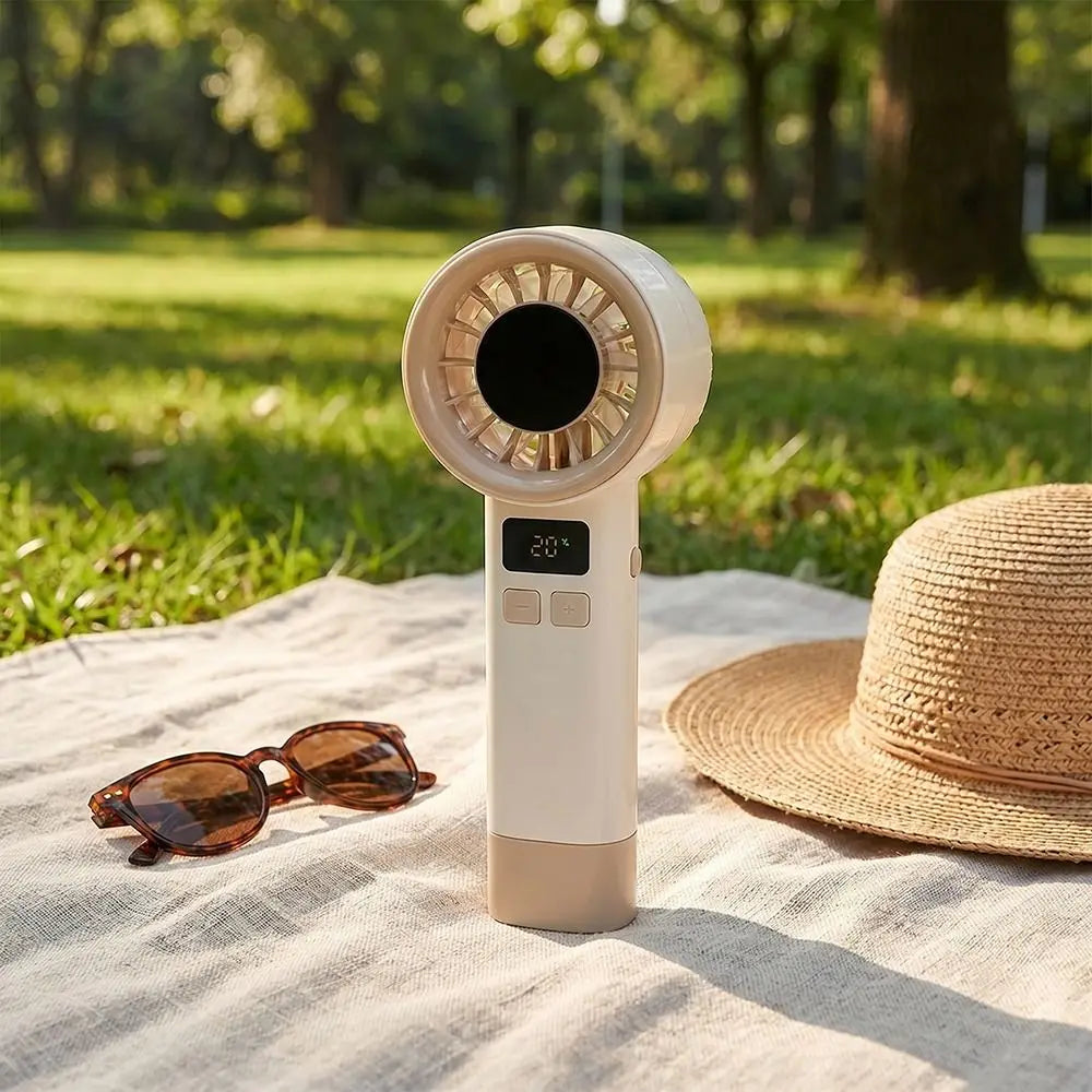 199 Wind Speeds Portable Hand Fan USB Rechargeable Adjustable Mini Bladeless Personal Fan Quiet Operation with Handle Rope Oasis Select
