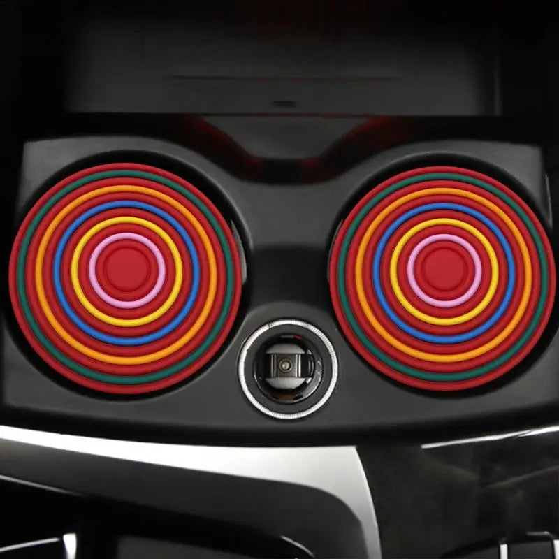 Cup Holder Coasters for Car Non-Slip Car Coasters Rainbow Car Drink Coaster Car Cup Holder Insert Cupholder Coaster Car Decor Oasis Select