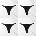 1-4Pcs Ice Silk Seamless Panties For Women Soft Thin Band Thongs Woman Satin Underwear Female Bikini Panties String Tangas Mujer Oasis Select black 4pcs L