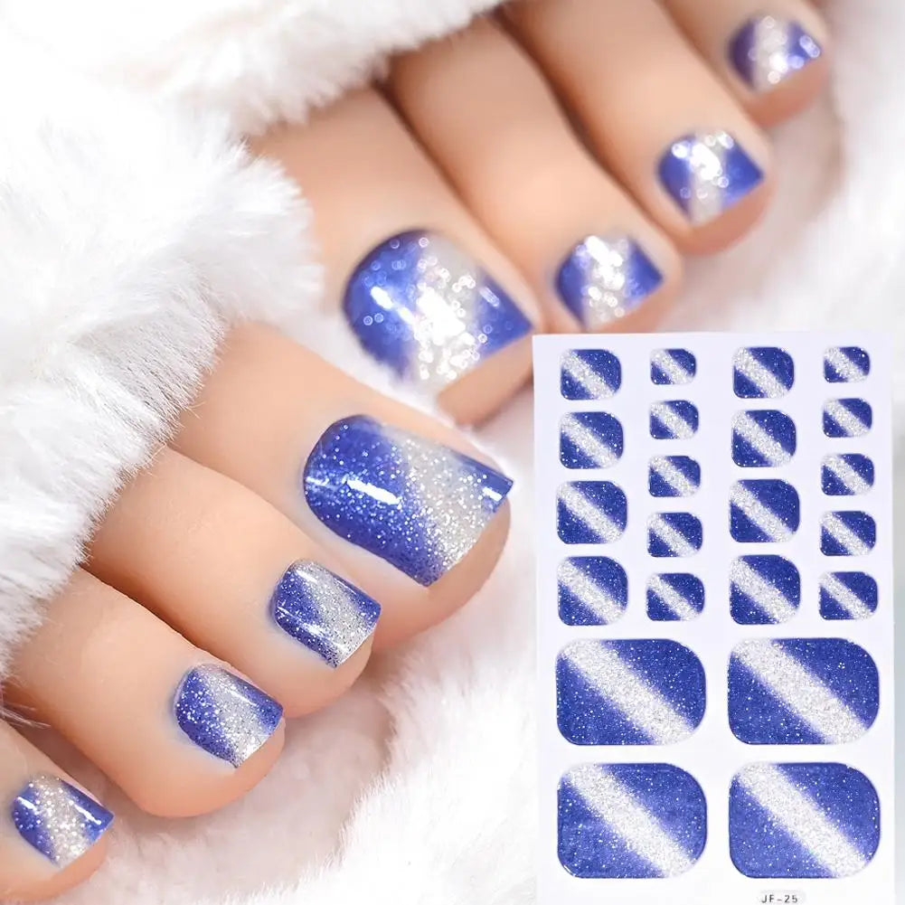 Gradient Glitter Toenail Stickers – Full Nail Wraps & Polish Strips Toenail Wrap Stickers Oasis Select NL-JF-25