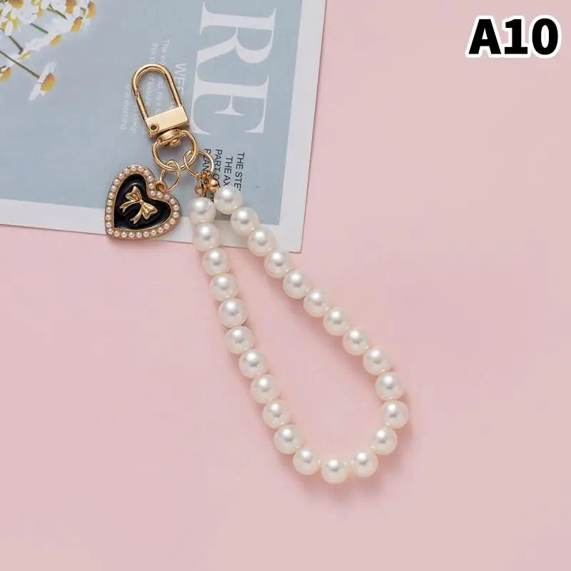 Pearl Flower Keychain Charm – Beaded Bag & Phone Pendant Keychain Charm Oasis Select A10