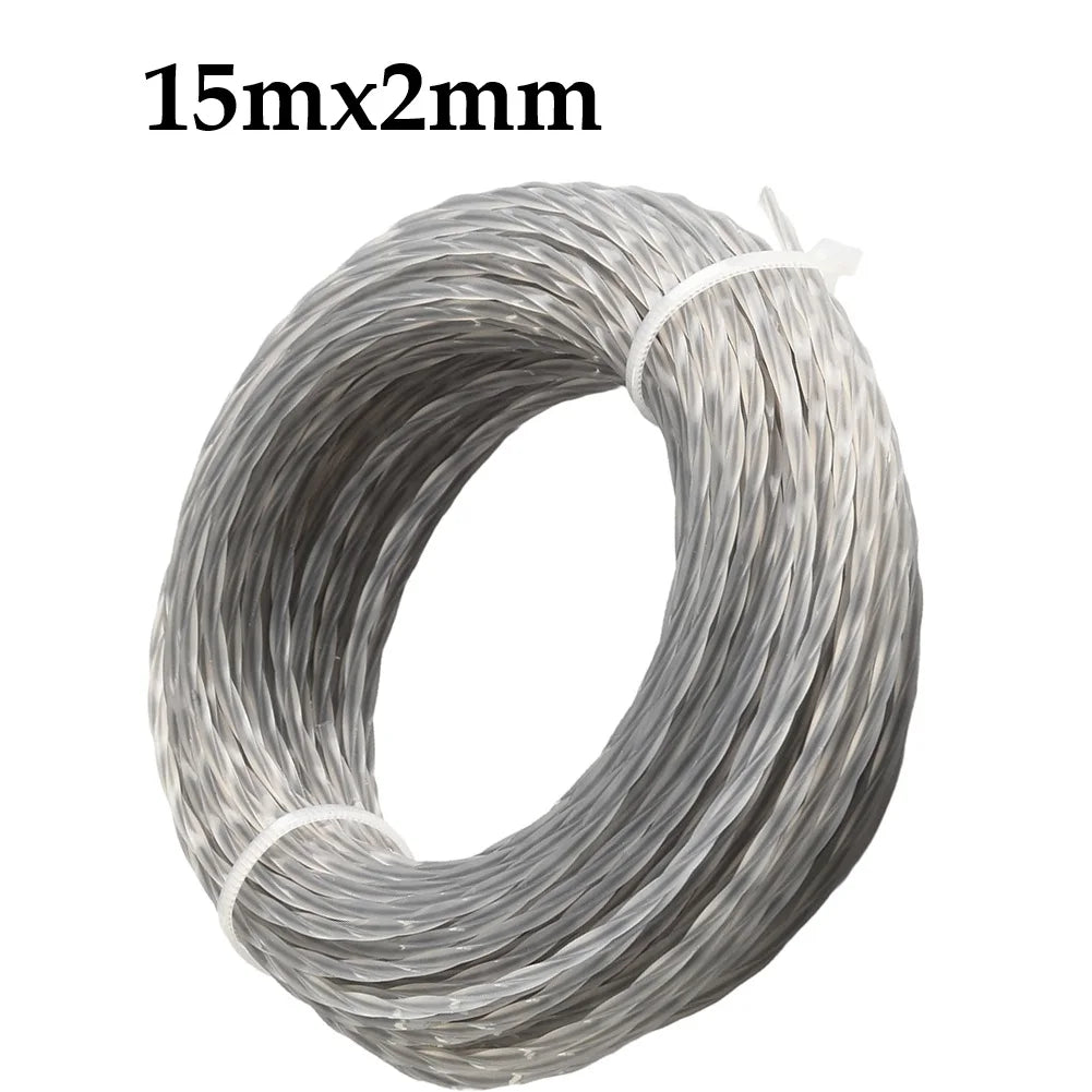 15M 2.4/2.7/3.0/3.5/4.0mm Grass Trimmer Line Nylon Lawnmower Cord Round String Trimmer Spool For Mowing Wild Plants Shrubs Weeds Oasis Select