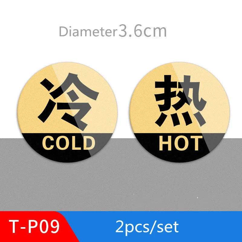 Hot and Cold Signs Round Universal Easy to Use Sticker Self-adhesion Water Signs Label for Kitchen Bathroom Faucets Sink Oasis Select T-P09